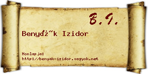 Benyák Izidor névjegykártya